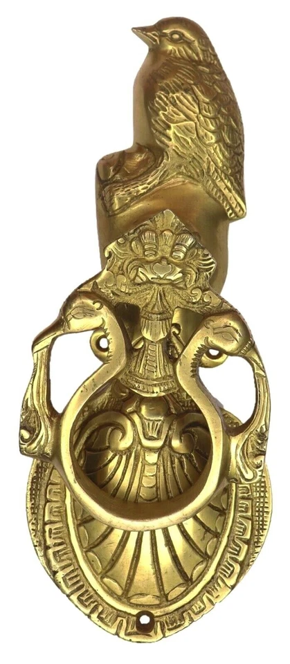 Timbre estilo antiguo hecho a mano con forma de pájaro llamador de puerta de latón decoración del hogar regalo Foto 2 de 4