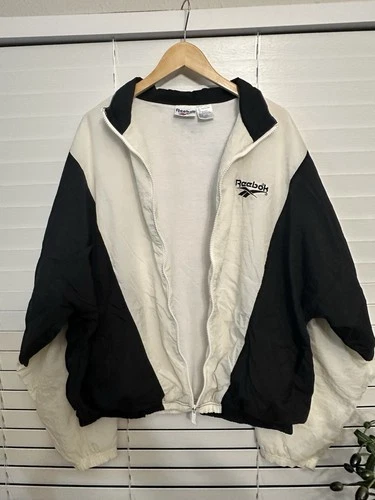 90s Reebok Track Jacket Size XL Black and White image 3