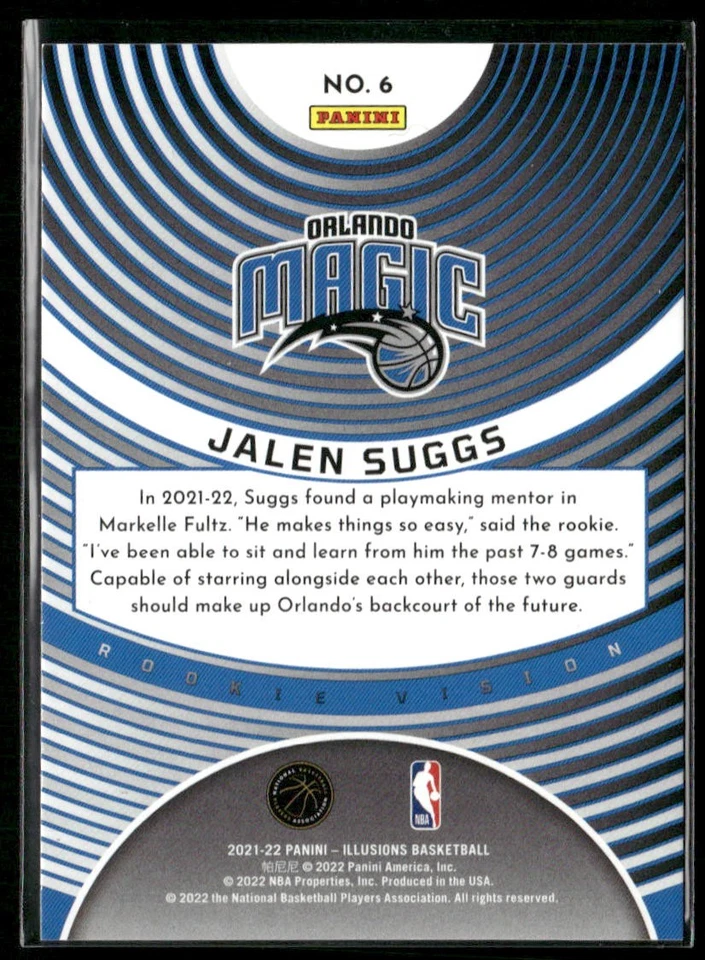 Jalen Suggs 2021-22 Panini Illusions #6 RC Rookie Vision Orlando Magic - Image 2 of 2