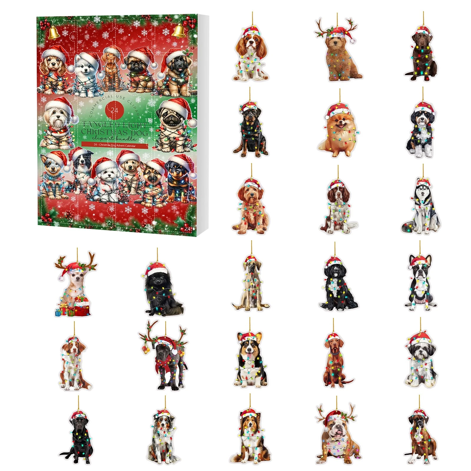 Countdown Christmas Hat Dog Advent Calendar – 24 Days of Festive 2D Blind Boxes