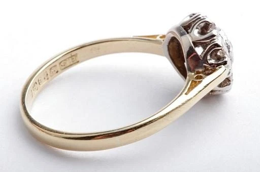 Diamantring antik Jugendstil Achtkant Schliff 750 18K Gelb Gold Gr. 49 # - Bild 4 von 4