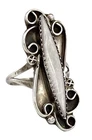 VINTAGE NAVAJO Sterling Silver Swirl TALL MOTHER of PEARL Ring~Size 8.25