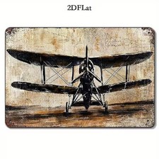 Blechschild Doppeldecker Flugzeug Vintage Metallschild TEL4059