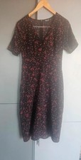 Nasty Gal Collection Black Midi Dress with Red Polka Dot Print, Size 10, Very Gd
