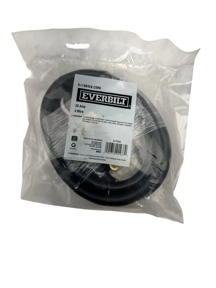 Everbilt 6 Ft Dryer Cord Range Cord 4 Prong 61255HD 12 Pack New - Image 4 of 4