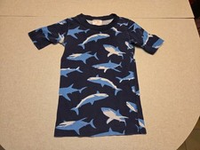 Hanna Andersson Children's Pajama Shirt Size 8 Blue Sharks Organic Cotton