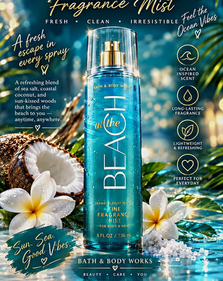 Bath & Body Works At the Beach Fragrance Mist Women 8 fl oz/236 mL Derm Tested