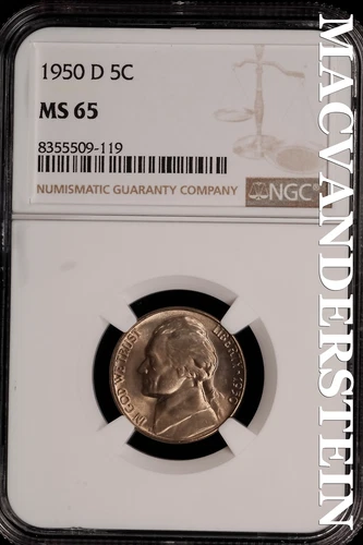 1950-D Jefferson Nickel - NGC MS 65 - Brilliant Unc  No Reserve  #SLi222