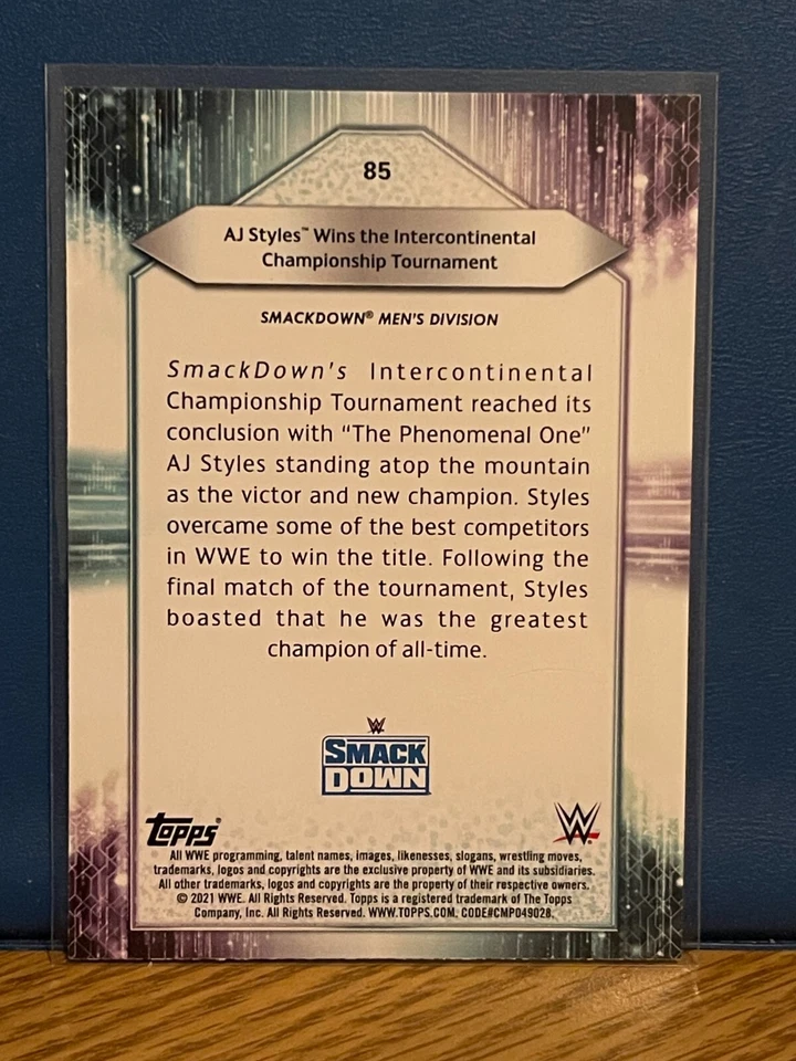 2021 Topps WWE AJ Styles Wins the Intercontinental Championship Tournament #85 - Image 2 of 2