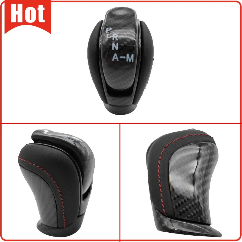 Nissan R35 GT-R Shift Knob Gloss Black 3K Twill Carbon W/Red Stitch White Letter - Image 2 of 4