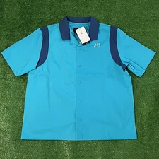 ($75) Air Jordan Flight Club Button Up Shirt Womens Large Aquatone DZ3340-483