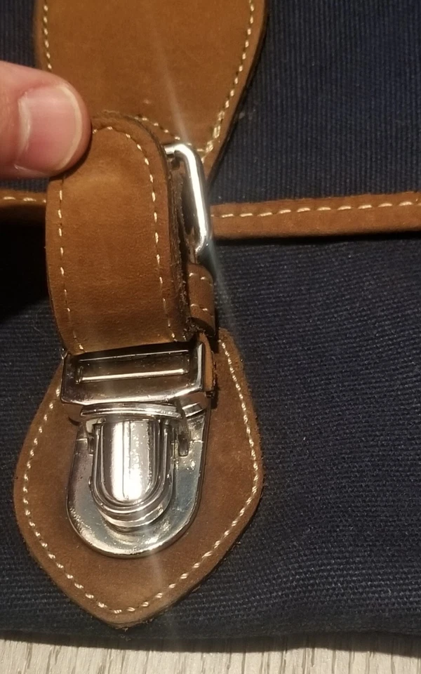 GAP VTG Canvas Suede Leather Messenger Satchel Shoulder Bag School EDC Travel - Image 3 of 4