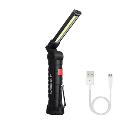 BRANDED LED Cordless Magnetic Work Light USB Inspection Lamp Torch Rechargeable W51Short