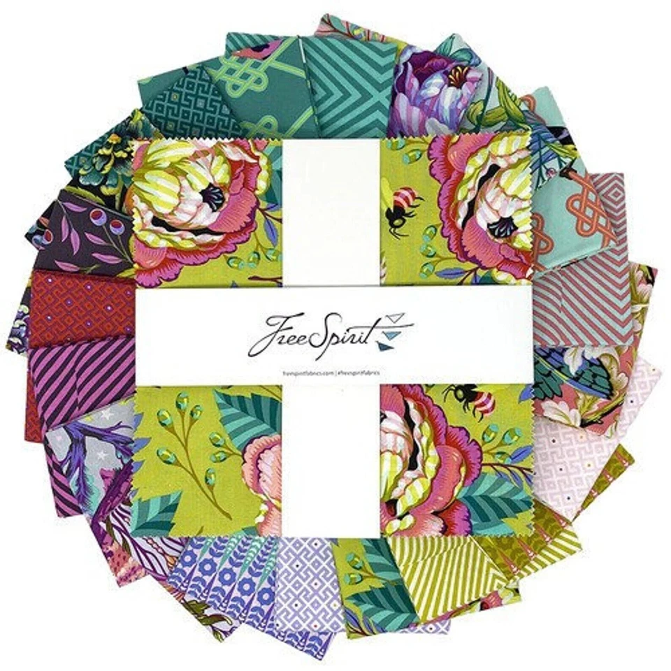 Moon Garden by Tula Pink Layer Cake,42 x 10 Inch Cotton Squares Whimsical PRINTS - Image 4 of 4