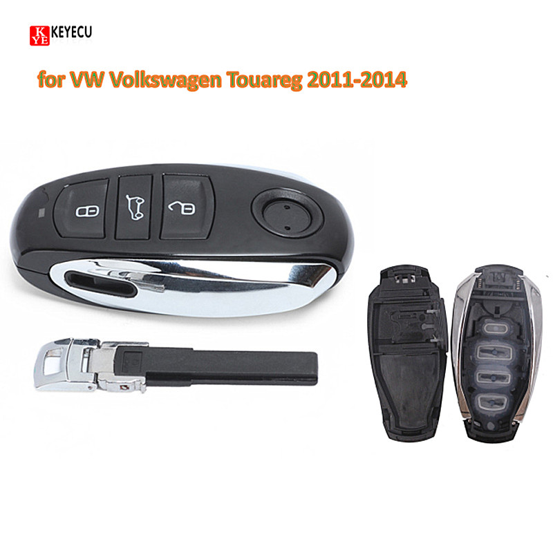 Keyecu Smart Keyless Remote Shell For VW Touareg 2010-2013 – Black Flip Fob With Engine Immobilizer & Trunk Release