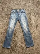 BKE Jeans Mens 28x29 Blue Aiden Bootleg Faded Medium Wash Stretch Ripped Denim