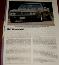 1967 Pontiac Firebird 400 Specs Info Photo Print 67 Ram Air