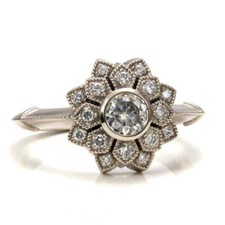 Vintage 1 Ct White Round Cut CZ Engagement Wedding Ring In 925 Sterling Silver