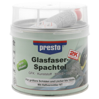 presto 2K Glasfaser Spachtel 1 kg 601112 Universal Polyesterspachtel mit Härter