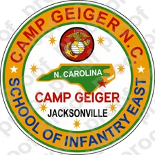 STICKER USMC CAMP GEIGER SCHOOL OF INFANTRY EAST              USMC LISC NO 20187
