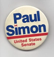 Paul Simon Illinois (D) US Senator 1984-96 political campaign button