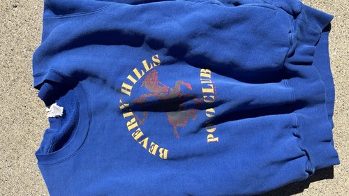 Vintage Beverly Hills Polo-Club Sweatshirt Sport Crew Retro Blue 80s Mall Crew - Picture 2 of 7