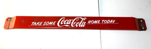 Vintage COCA-COLA PORCELAIN ADVERTISING DOOR PUSH double sided 33.5"