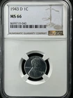1943-D 1C  Lincoln Wheat One Cent NGC MS66   8699719-040