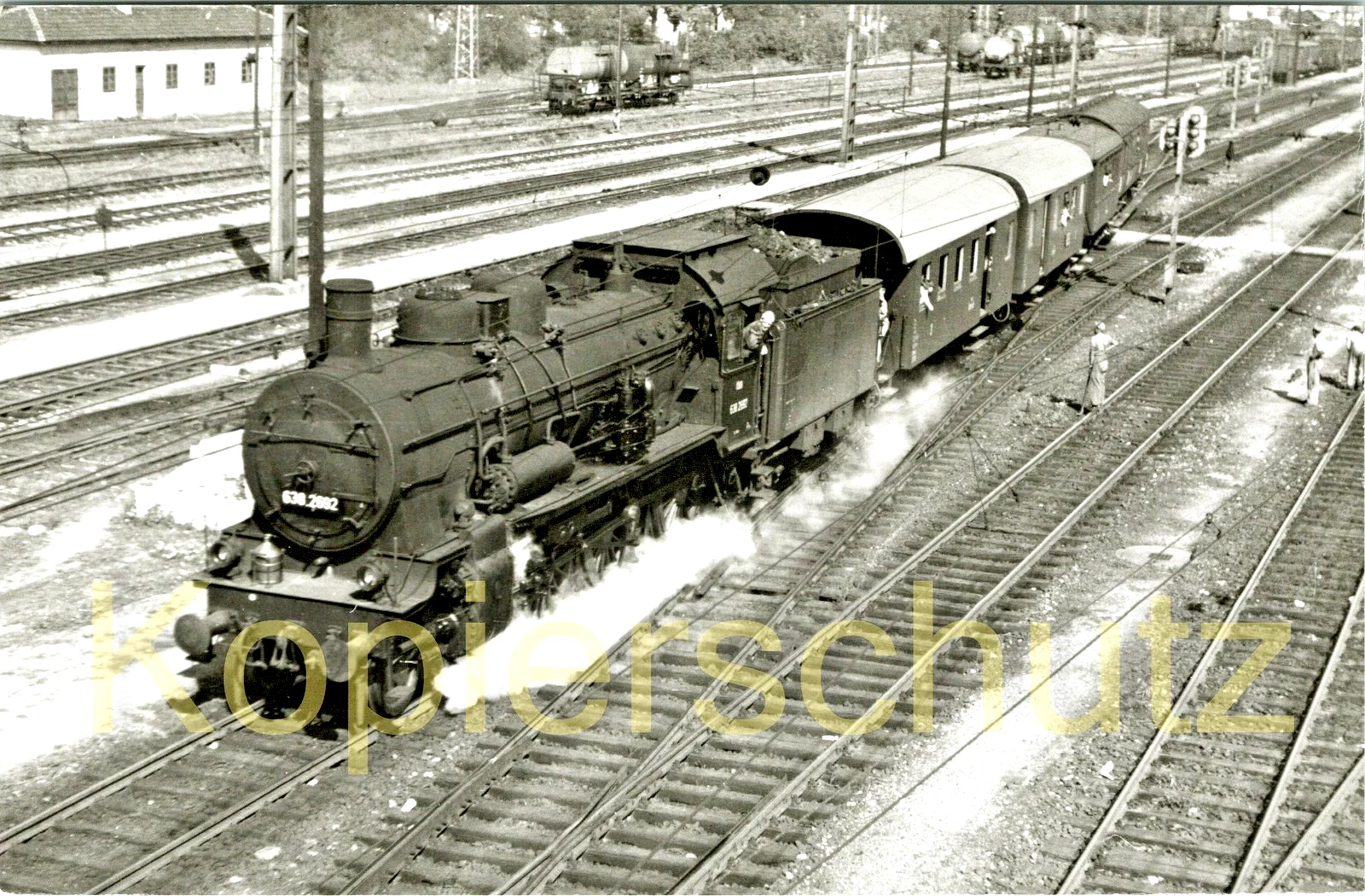 Foto - ÖBB 638.2692 (ex BBÖ/DRB 38 2692 ex 2508 Stettin) in Wels um 1954 - Bild 1 von 1