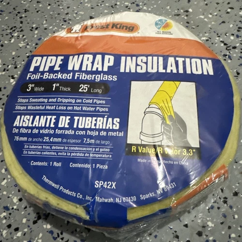 Frost King SP42XA Foil Backed Fiberglass Pipe Wrap 3" wide X 1" thick X 25' long