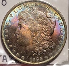 1885-O Brilliant Rainbow Toned Morgan Dollar