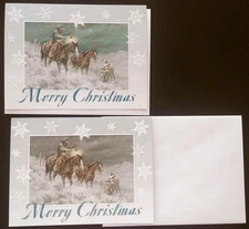 "Strayed Then We Found", (2) Leanin Tree Christmas Cards, New With (2) Envelopes