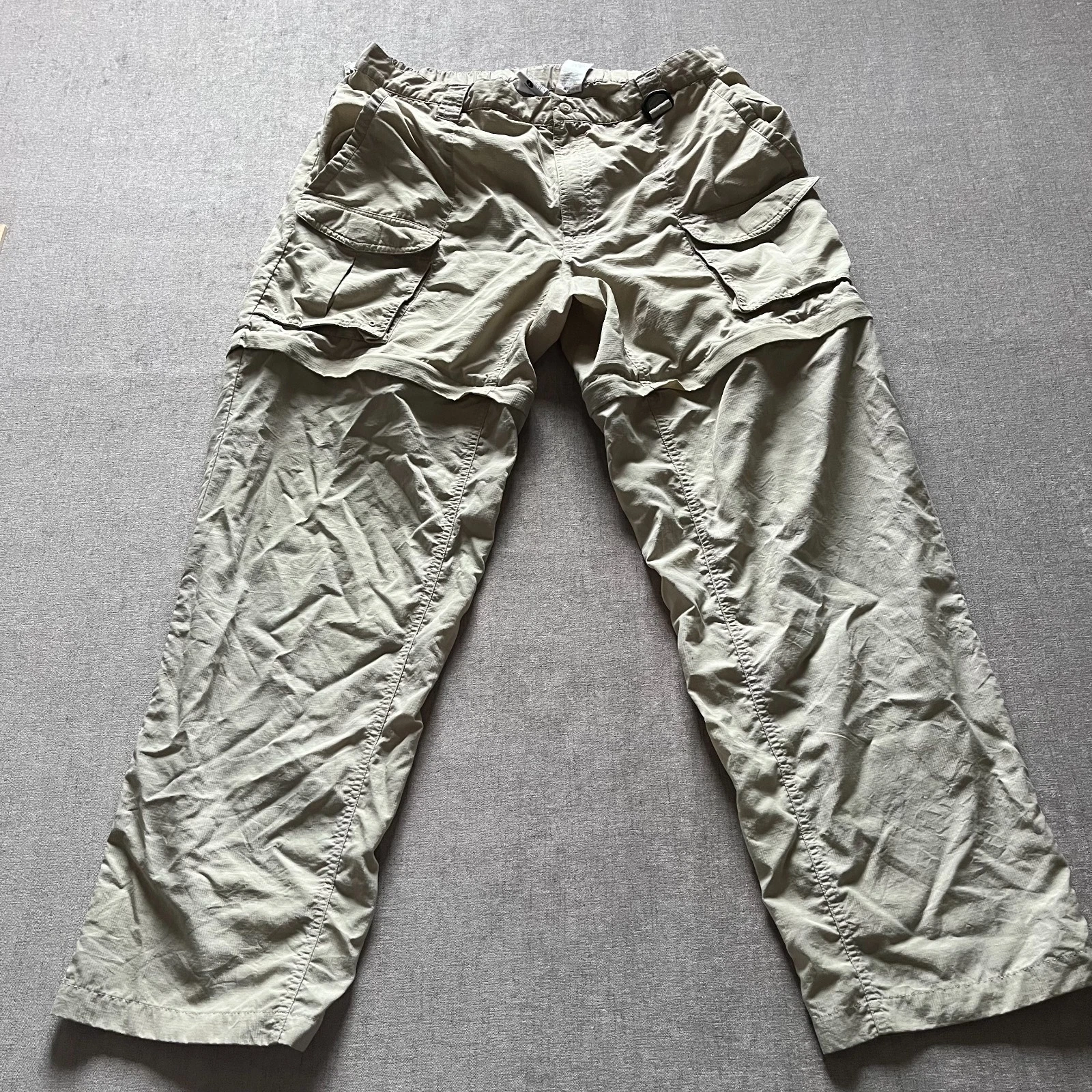 Columbia PFG Convertible Cargo Pants Men Large 36x32 Khaki Tan Nylon Fishing