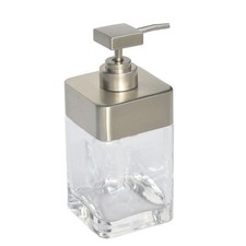 Metal and Glass Soap Dispenser Pump with Silver Accent Clear Modern Design