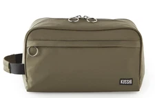 Kusshi Dopp Travel Kit Toiletry Bag - Olive Green with Light Grey Interior $99