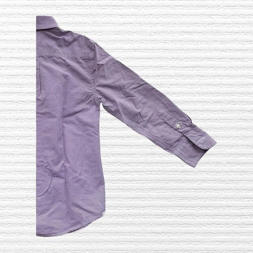 Crewcuts J Crew Boys Micro Check Button-up Shirt Purple White Long Sleeve Sz 4-5 - Picture 10 of 11