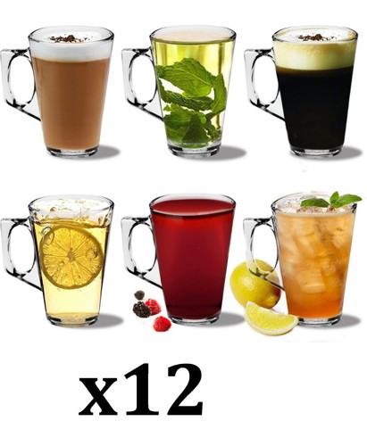 12X 240ml Latte Glasses Cappuccino Coffee Glass Tassimo Hot Chocolate Cups Mugs - 第 1/9 張圖片