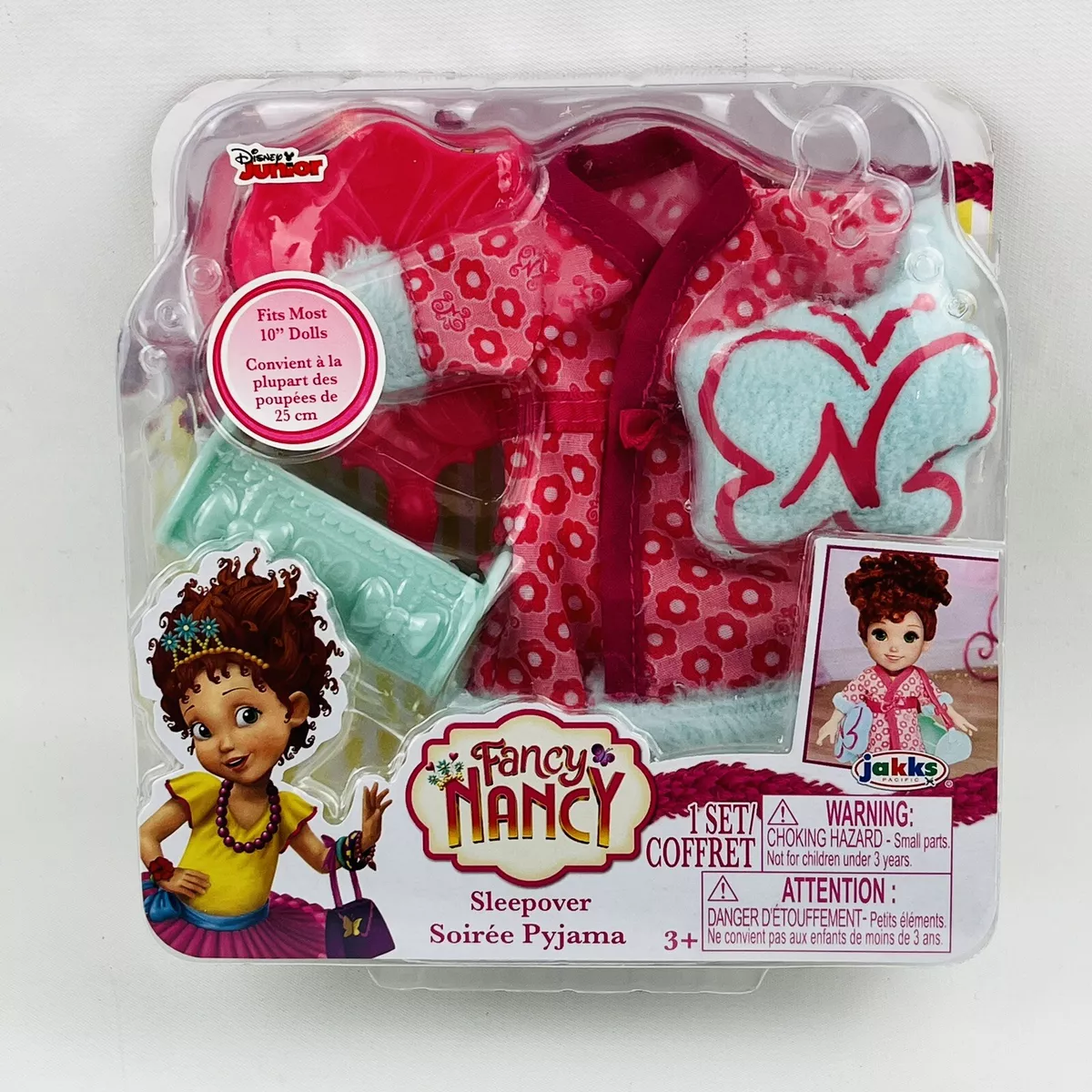 Fancy Nancy Doll Sleepover Outfit Robe Pillow Bag Brush Fits Most