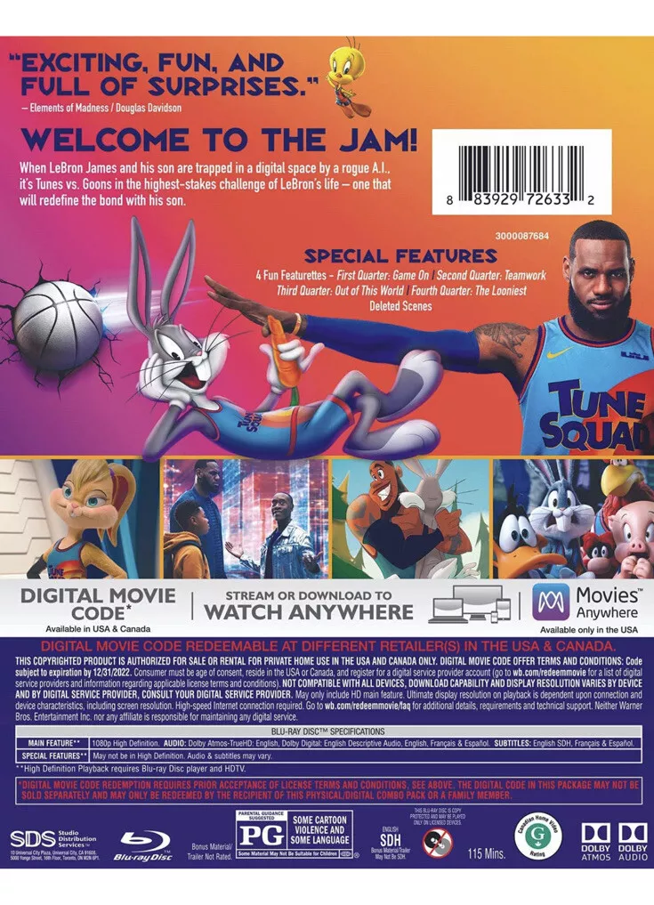 Space Jam: A New Legacy Blu-ray (Blu-ray + DVD + Digital HD)