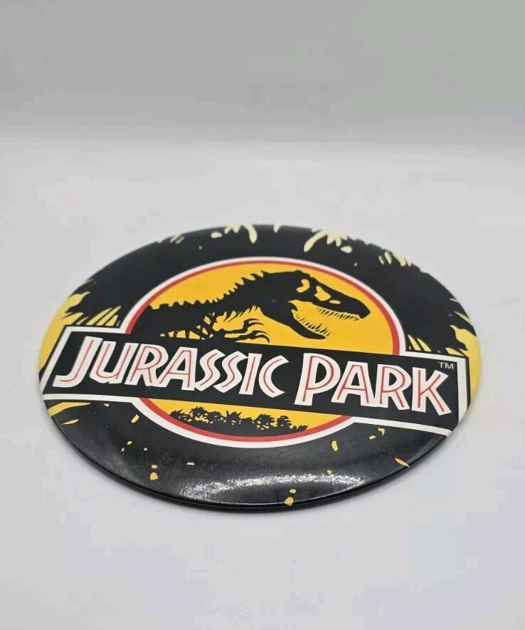 1 X Vintage Large 6 Inch Jurassic Park Button Pin | Jurassic Park Logo 1993