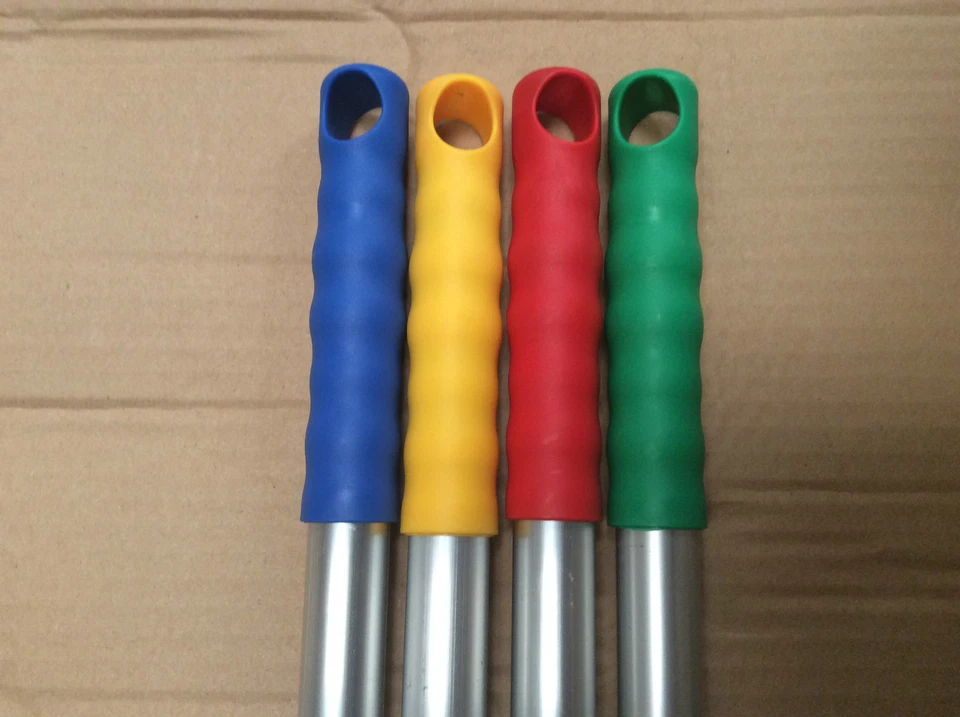 WARD HYGIENE SERVICES LTD. 4 x Colour Coded Mop Handle Green Red Blue Yellow Food Safe Janitorial Mops