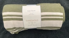 Threshold Knit Throw 50in x 60in Designed With Studio McGee NEW Green Stripes
