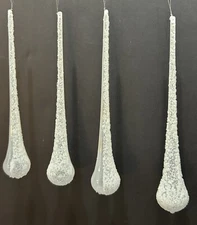 Vintage 6” Acrylic Icicle Frosted Drop Holiday Christmas Ornaments Set Of 21