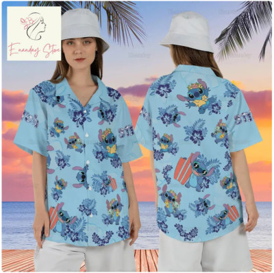 Stitch Button 3D HAWAII SHIRT The Mother Day Gift Christmas Gift Halloween Gift