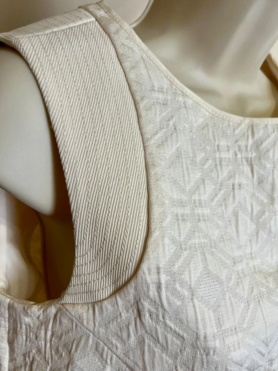 OFF WHITE Nuovo J. Abito Crew Jacquard bianco sporco crema XXS tasca con cerniera