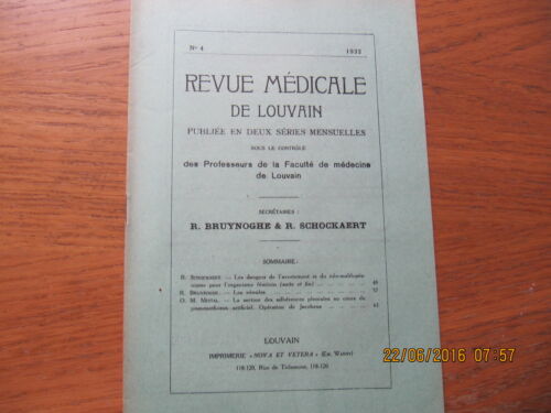 Revue Médicale de Louvain N°4 1932 Les vénules - Afbeelding 1 van 2