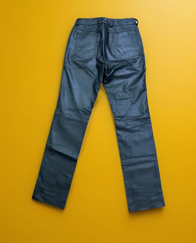 Pantalones Nicole Miller New York 100 % cuero negro genuino para mujer talla 2 sin dobladillo Foto 2 de 4