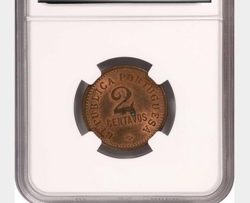 1921 Angola 2 Centavos NGC MS 63 BN. Scarce Date. KM-61 - Picture 4 of 4