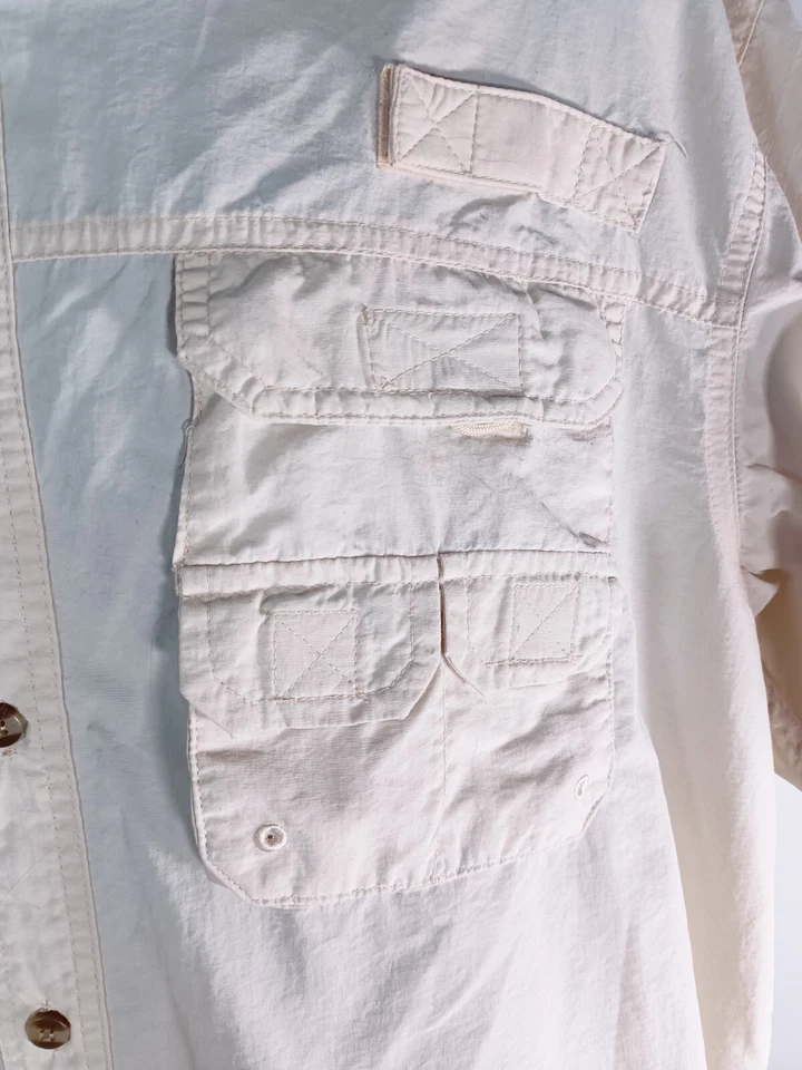 Camisa de pesca Rugged Earth Outfitters XL beige SS botón delantero ventilado Foto 2 de 4
