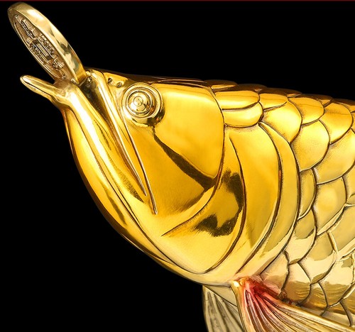 big Feng Shui Golden Wealth Arowana Golden Dragon Lucky Fish brass,copper,Statue - Picture 7 of 9